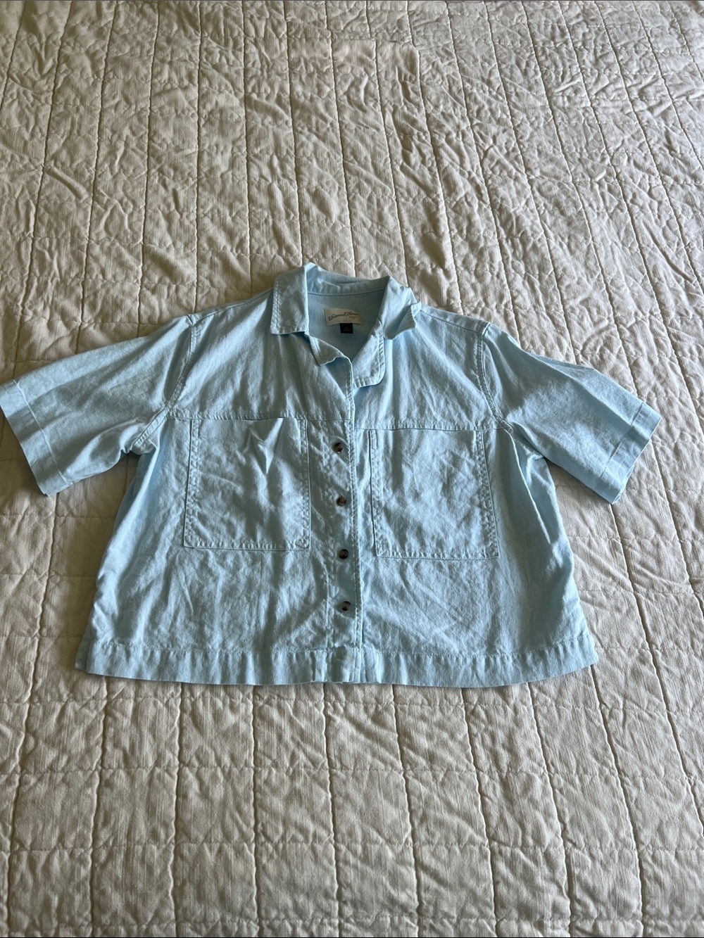 Universal Tread Short Sleeve Linen Blend Top